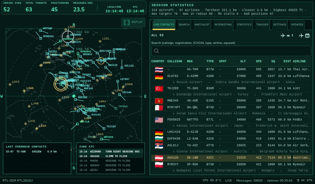 ADS-B Radar Live contacts
