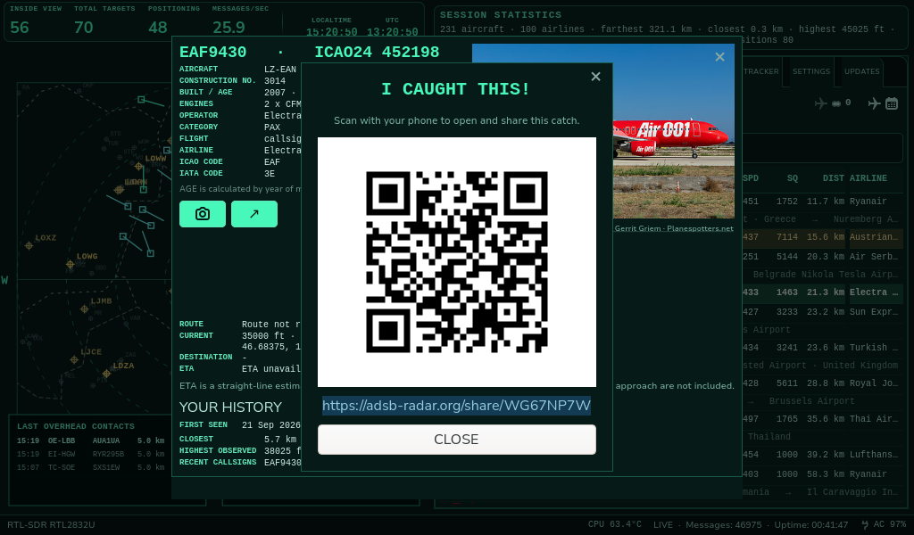 ADS-B Radar Share special contacts